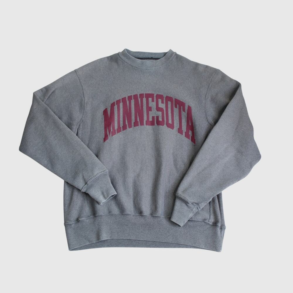 Champion Reverse Weave Sweatshirt Mens Medium Minnesota Dark Gray Crewneck Retro